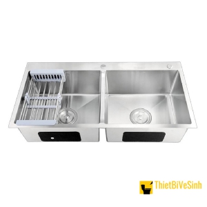 Chậu rửa chén 2 ngăn inox cao cấp không sơn Navier NV-10050KS