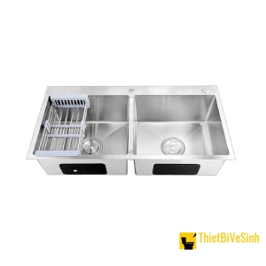 Chậu rửa chén 2 ngăn inox cao cấp không sơn Navier NV-8350KS