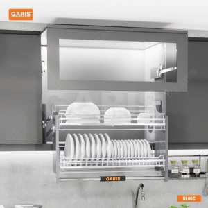 Giá bát đĩa đa năng inox 304 nâng hạ nan vuông mạ crom 5 lớp Garis GL06.60C