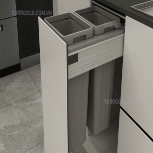 Thùng rác âm tủ ray hộp giảm chấn cao cấp EUROGOLD BA400