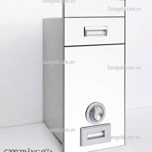 Thùng gạo gương nút xoáy trắng sữa Eurogold C300PW 