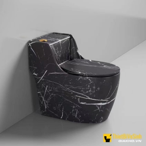 Bồn Cầu 1 Khối Đen Vân Mây Nút Lệch Navier NV-1029D