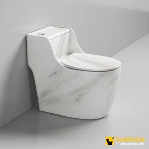 Bồn Cầu 1 Khối Trắng Vân Mây Nút Lệch Navier NV-1029