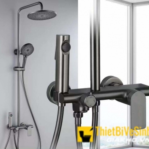 Sen Cây Tắm Nóng Lạnh Đồng Thau Mạ Xám Tĩnh Điện Cao Cấp Navier NV-822X