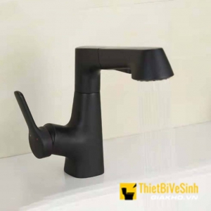 Vòi lavabo nóng lạnh đầu dây rút thân xoay 360 sơn tĩnh điện Navier NV-635D