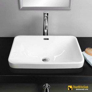 Chậu lavabo bán dương bàn sứ trắng cao cấp Navier NV-337