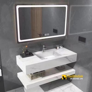 Bộ Bàn Đá 2 Tầng Kèm Gương Led + Lavabo Âm Bàn Cao Cấp Navier - 1130T