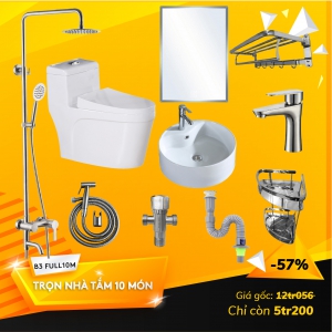 Combo FULL Nhà Tắm 10 Món Tiêu Chuẩn - B3 FULL10M
