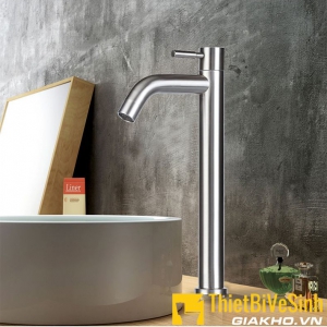 Vòi lavabo lạnh thân tròn Inox 304 Navier NV-724 (30cm)