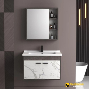 Bộ Tủ Chậu Lavabo Gỗ Polywood Vân Mây Navier Cao Cấp NV-464