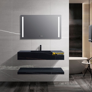 Bộ Bàn Đá Lavabo Chống Trầy Cao Cấp Màu Đen Vần Vàng NV 1130D