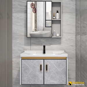Bộ Tủ Chậu Lavabo Nhôm Liền Gương Cao Cấp Navier NV-468V