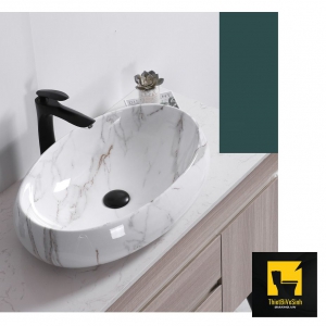 Chậu lavabo đặt bàn Oval hoa văn Navier NV-419