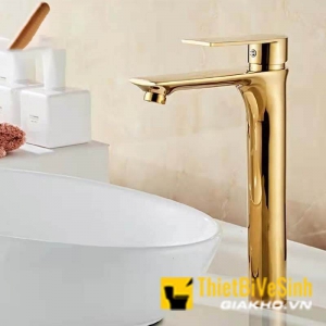 Vòi lavabo nóng lạnh đồng thau vàng Navier NV-716V (30CM)
