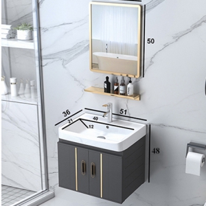 Bộ Tủ Chậu Lavabo Kèm Kệ Gương Nhôm Navier Cao Cấp NV-474