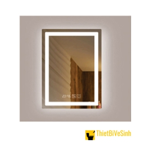 Gương Led Chữ Nhật 50x70 Cảm Ứng Chống Mờ Hiển Thị Giờ NV-168H
