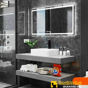 Kệ Để Lavabo Đặt Bàn 2 Tầng Đá Xám Vân Trắng Chống Trầy 80x47 NV-1135X ( Không Lavabo, Gương)