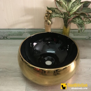 Chậu Lavabo Đặt Bàn Tròn Vàng Đen Navier NV-451V