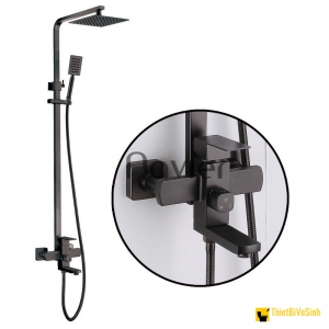 Sen Tắm Đứng Nóng Lạnh Inox 304 Vuông Sơn Tĩnh Điện Đen Navier NV-806D