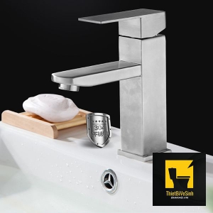 Vòi lavabo nóng lạnh vuông inox304 Navier NV-702 (20cm)