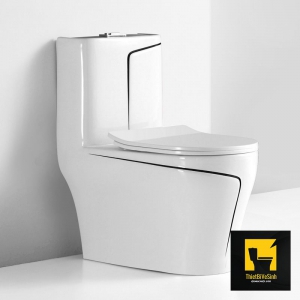 Bồn cầu 1 khối viền đen cổ điển Navier NV-1007