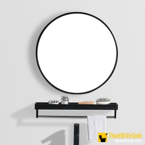 Gương phòng tắm hình tròn + kệ gương 40x40 cao cấp NP-K4040