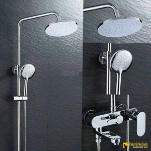 Sen cây tắm nóng lạnh thân tròn đồng thau xi mạ Crome Navier NV-9354