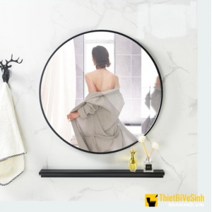 Gương phòng tắm hình tròn + kệ gương 50x50 Navier NV-156D