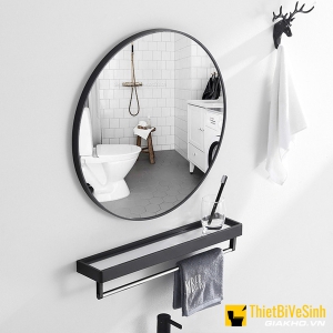 Gương phòng tắm hình tròn + kệ gương 50x50 cao cấp NP-K5050