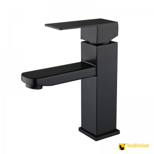 Vòi Lavabo Nóng Lạnh Vuông Đen Navier NV-702D (20cm)