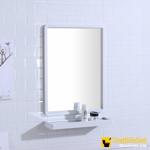Bộ gương phòng tắm hình chữ nhật + kệ gương màu trắng 48x63 NP-K4863B