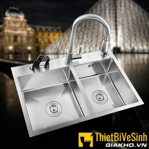 Chậu chén 2 ngăn đều inox 304 chuẩn 100% cao cấp Navier NV-8245VD