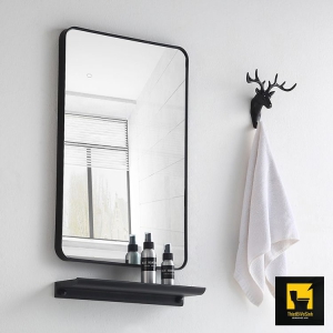 Gương Phòng Tắm Chữ Nhật 50x70 Viền Thép Đen Tĩnh Điện Navier NV-154