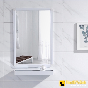 Gương phòng tắm hình chữ nhật + kệ gương màu trắng 40x50 NP-K4050B