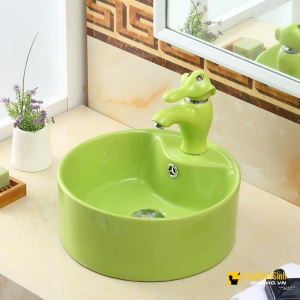 Chậu Lavabo Đặt Bàn Trẻ Em Màu Xanh Lá Navier NV-346X