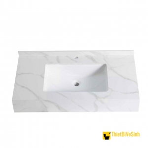Kệ Đá Đơn Vân Trắng Chống Trầy Kèm Lavabo Âm NV-501T
