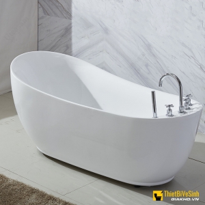 Bồn tắm massage đặt sàn nhựa acrylic dáng cá Heo kèm bộ vòi Navier NV-1508MS