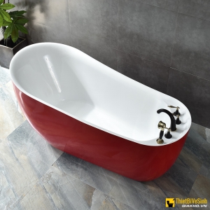 Bồn tắm ngâm đặt sàn nhựa acrylic dáng cá Heo màu đỏ Navier NV-1508NR