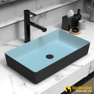 Chậu lavabo đặt bàn hình chữ nhật cao cấp Navier NV-437XA