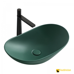 Chậu Lavabo Đặt Bàn Oval Thuyền Đen Cao Cấp Navier NV-414X