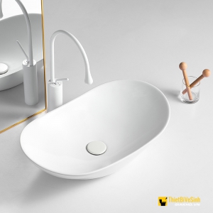 Chậu Lavabo Đặt Bàn Oval Thuyền Trắng Cao Cấp Navier NV-414T