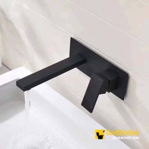 Vòi lavabo âm tường nóng lạnh vuông sơn tĩnh điện Navier NV-709D