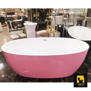 Bồn Tắm Nằm Oval Màu Hồng Chất Liệu Acrylic NV-1505H