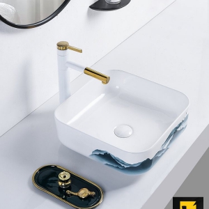 Chậu Lavabo Đặt Bàn Hoa Văn Cao Cấp Navier NV-350