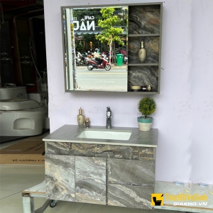 Bộ Tủ Chậu Lavabo PVC Mặt Đá Vàng Chống Trầy Navier NV-497DV