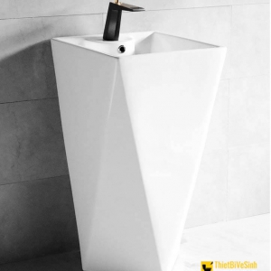 Chậu Lavabo Kim Cương Đặt Sàn Trắng NV-342
