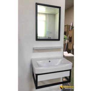 Bộ chậu lavabo + gương + kệ Navier NV-1108 (không kèm vòi và xi phông)