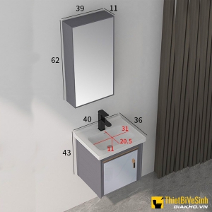 Bộ Tủ Chậu Lavabo Liền Gương Mini Treo Tường 400x360 NP-1036