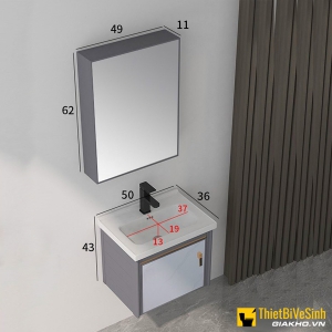 Bộ Tủ Chậu Lavabo Liền Gương Nhỏ Gọn Treo Tường 500x360 NP-2036