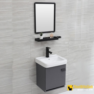 Bộ Tủ Chậu Liền Gương Kệ Gương Vuông Polywood Cao Cấp Navier NV-1127
